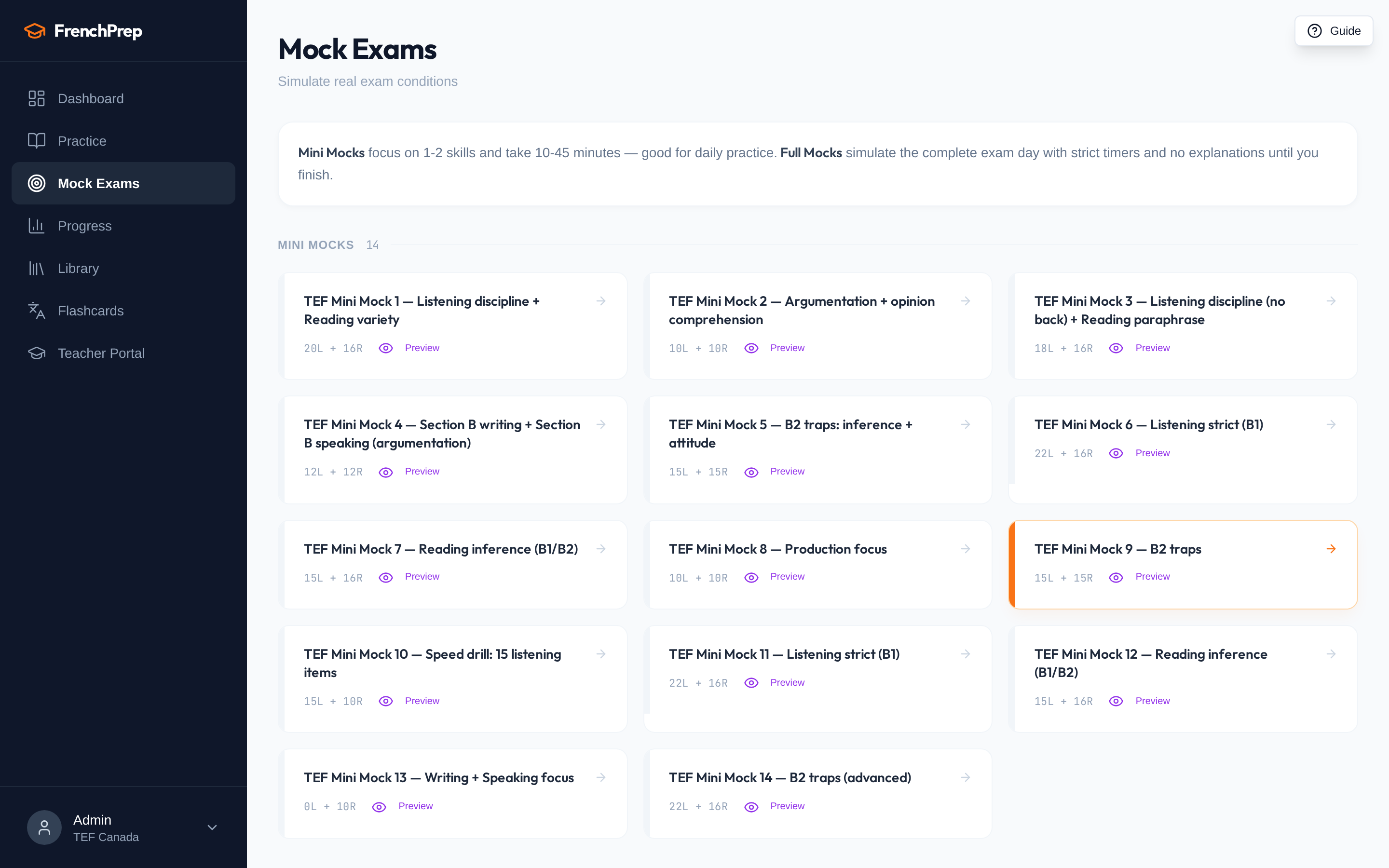 Mock exams